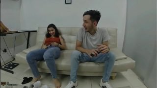 cute Hot pussy teen girl friend fucking with her new lover in livingroom